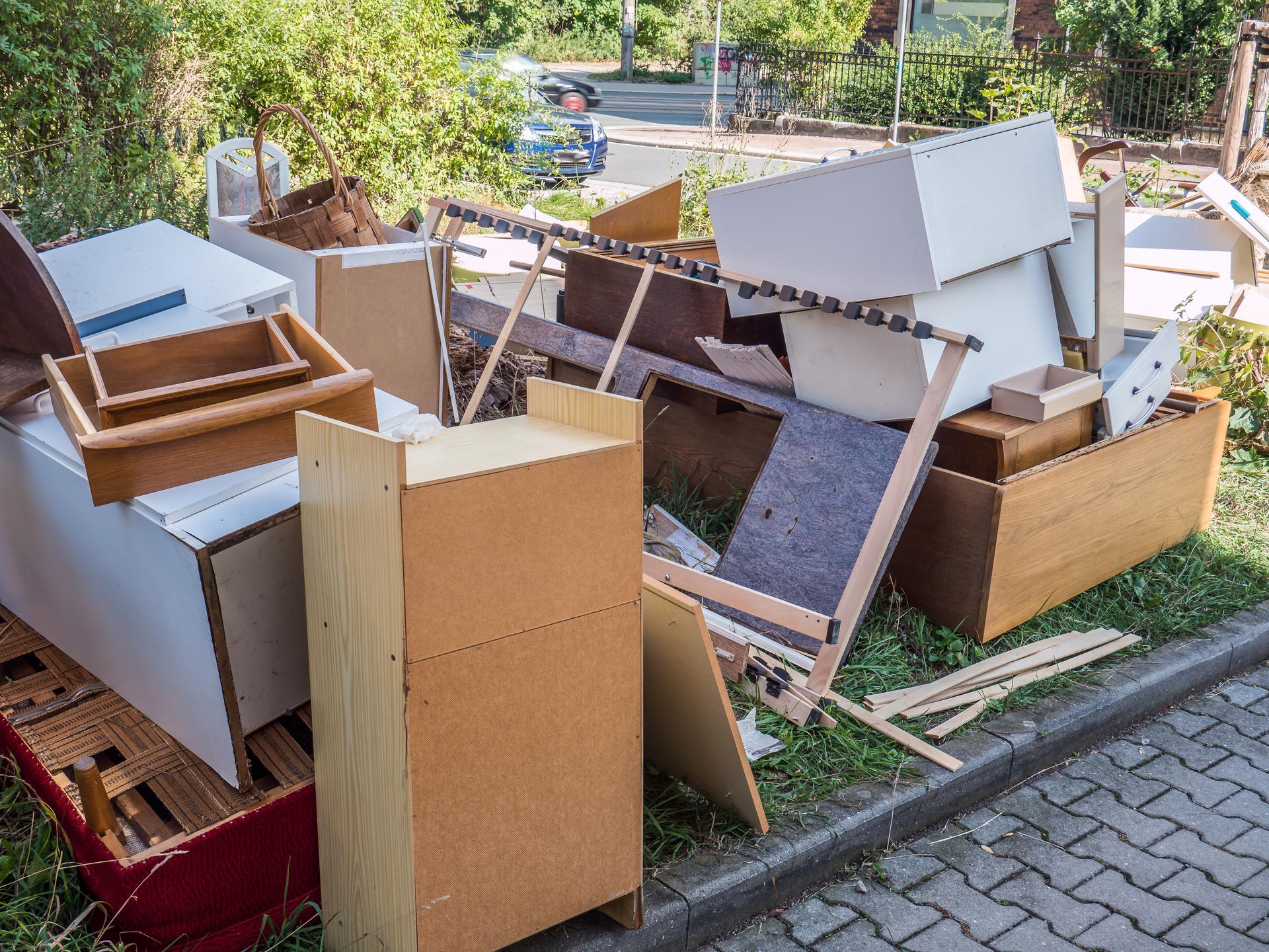 large collection of bulky waste in the city